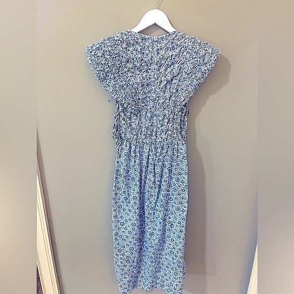 SEA NEW YORK blue floral long dress statement shoulder size small - Picture 15 of 15